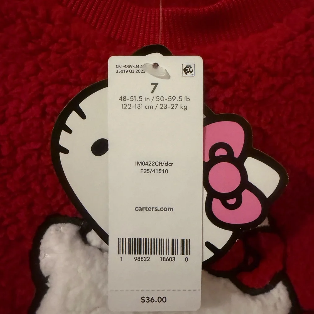 Carter's Red Sherpa Sweatshirt with Pink Bow Graphic
